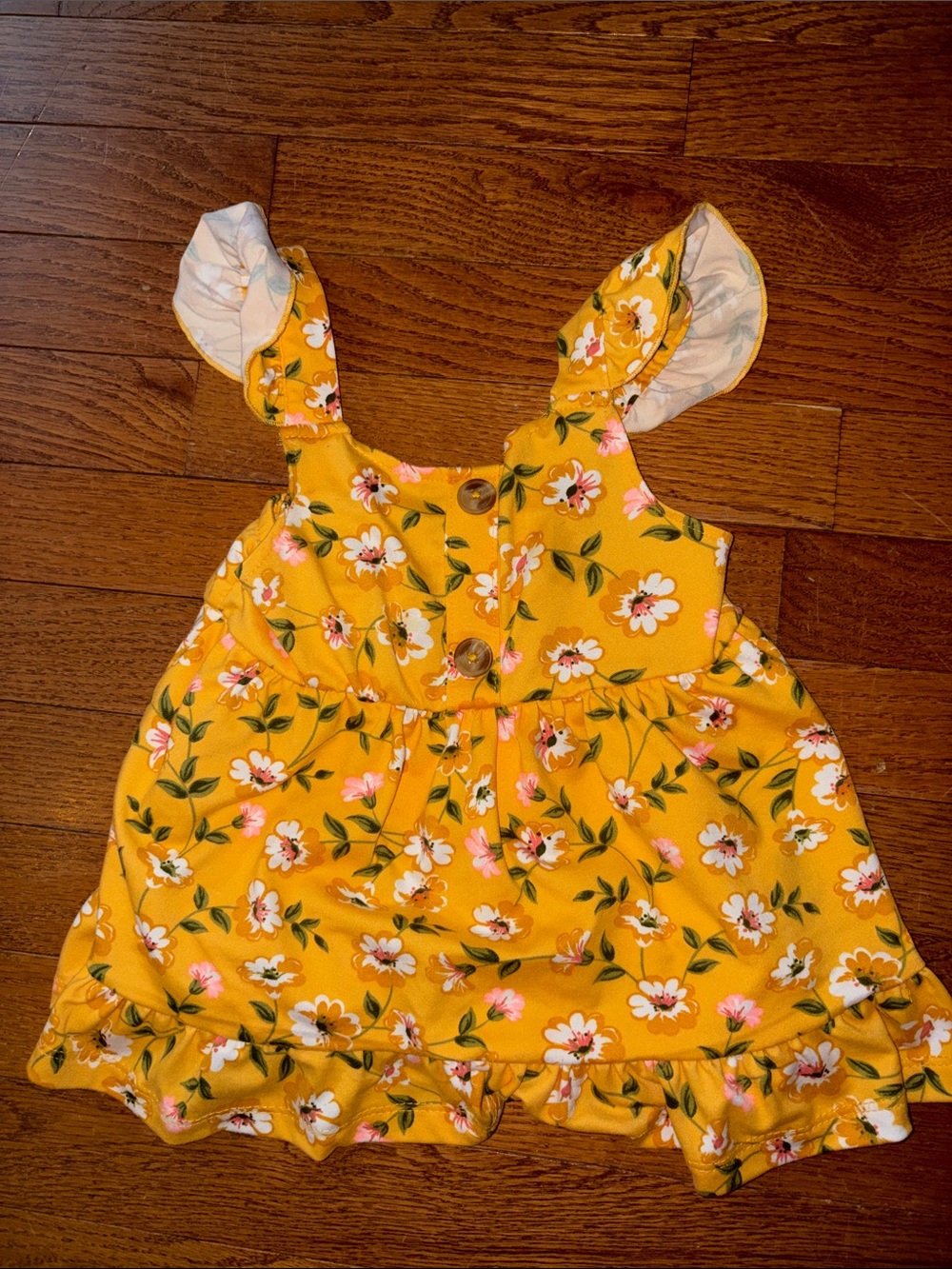 Yellow Floral Ruffle Baby Girls' Romper